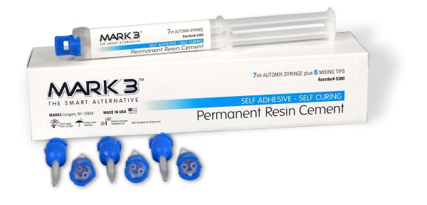 MARK3 Permanent Resin Cement Self Adhesive 7ml. Automix Syringe + Mixing Tips